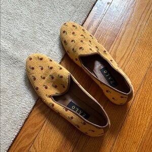 Zalo Yellow and Red Patterned Flats